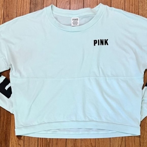 SOLD Victoria's Secret PINK Cropped Top Mint Green Long Sleeve Size Small. - Picture 2 of 12